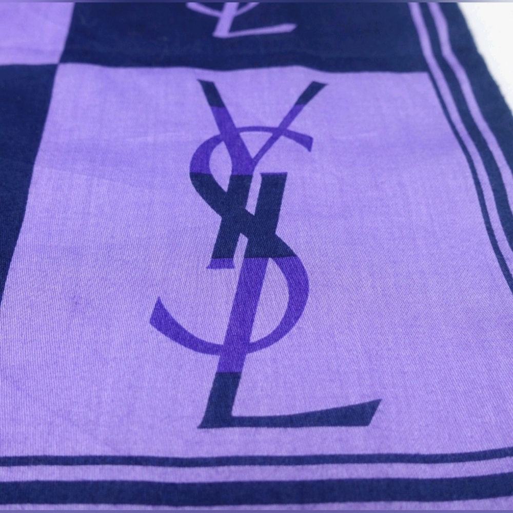 YSL Cotton Scarf Handkerchief Yves Saint Laurent For Hair Bag - Picture 4 of 6